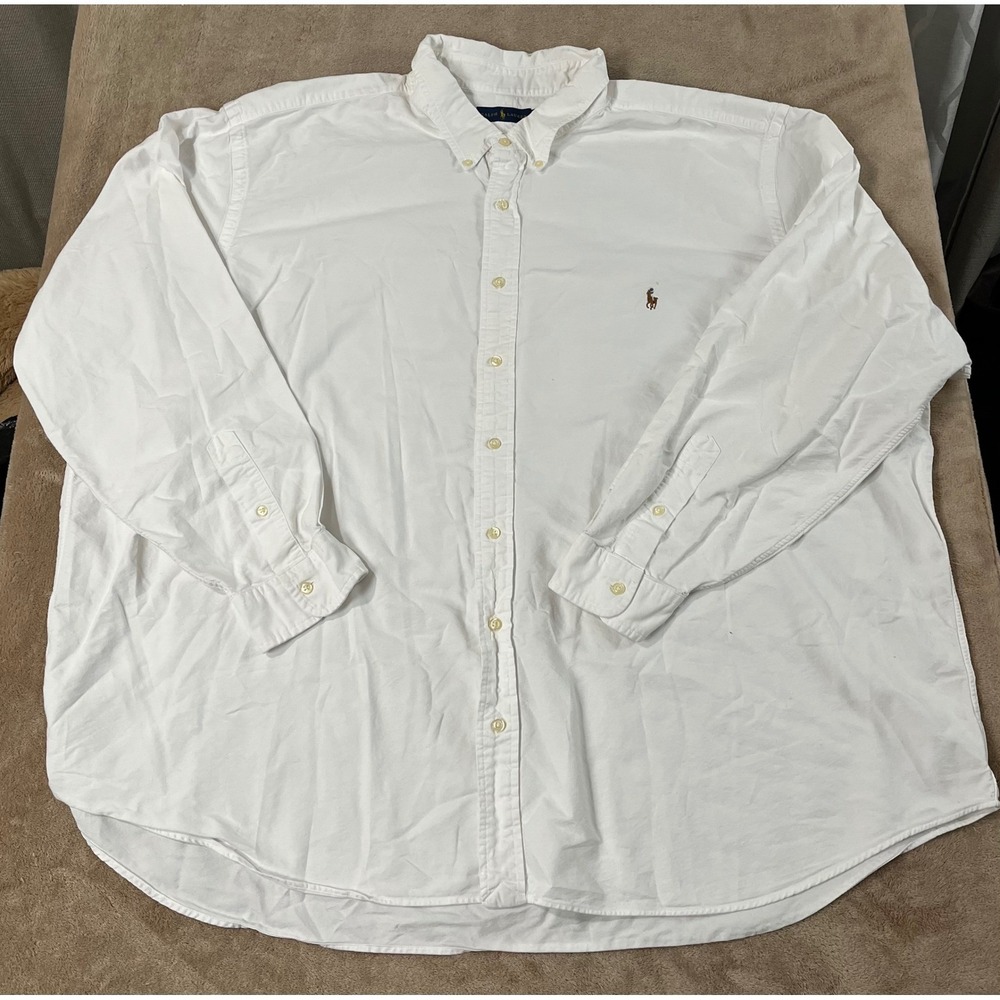 Polo Ralph Lauren Classic Fit Shirt Men's 4XB Big & Tall White Oxford L/S EUC
